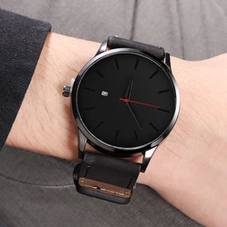 2020 Fashion Minimalist Watches Men Sports Watches Leather Band Quartz Watches No Logo Men Watches Gifts Cheap Price Dropship