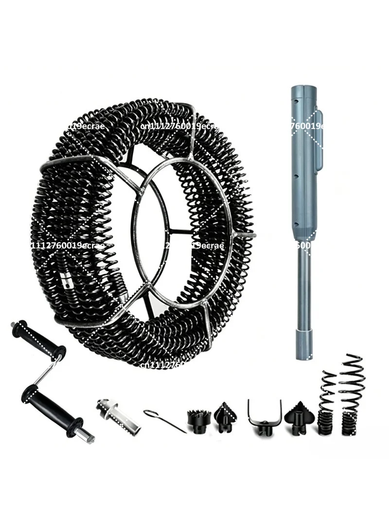 20M Drain Pipe Dredger Sewer Cleaning Machine Extension Spring Set with Crank for 40-100MM Pipe