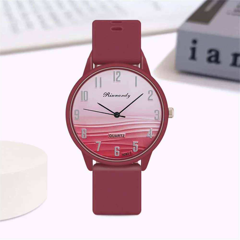 Sport Ladies Wave Colourful Digital Design Quartz Wristwatches Casual Silicone for Women Clock Minimalist Watch Round Watches