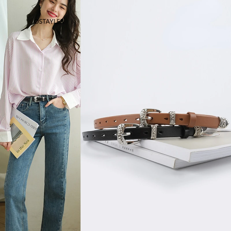 

Luxury Cow leather Slim Belt Women Jean Strap Waistbands metal Curving Buckle Cowskin cinturones para hombre ceinture pour femme