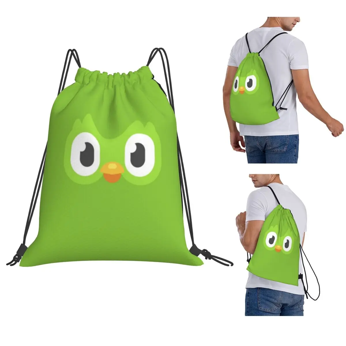 

Рюкзаки Duolingo Owl Duo, многофункциональные портативные рюкзаки на шнурке, карманная обувь, сумка для книг, сумки для путешествий студентов