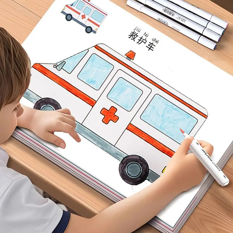 Książka do kolorowania dla dzieci: strony do kolorowania i rysowania samochodów