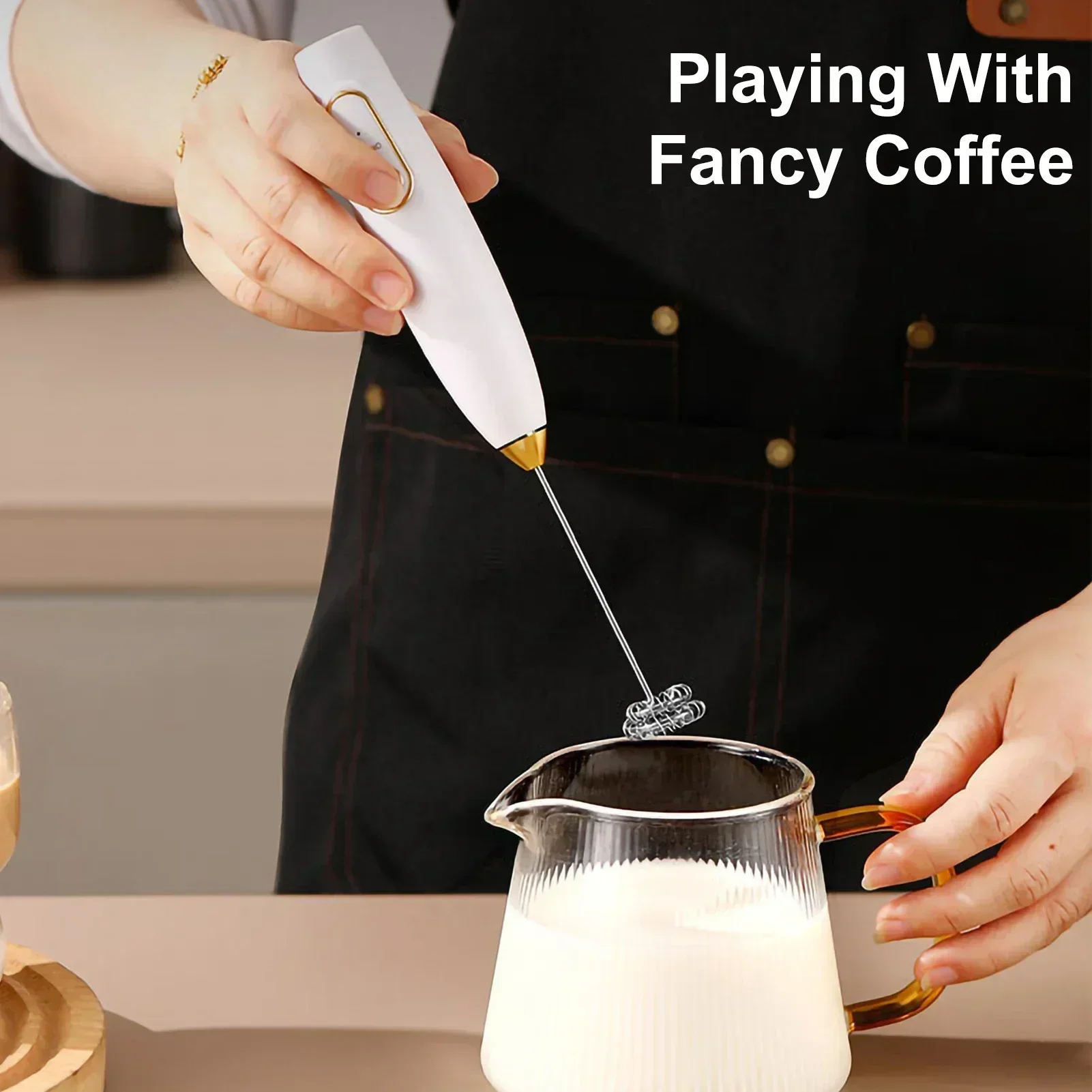 라떼 블렌더, 카푸치노 스무디 말차 핫 초콜릿, 거품을 위한 미니 전기 우유 거품기 휴대용 거품 만들기 기계