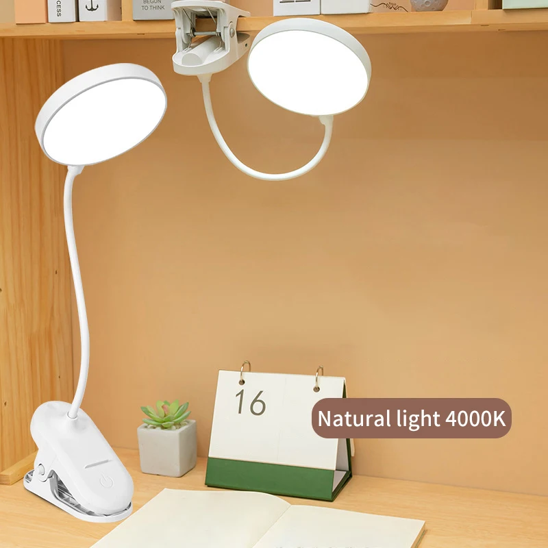 

LED Clip On Book Light Portable Reading Light 3 Color Eye Protection Plug-in Dimmable LED Night Desk Lamp for Bedroom Study Read