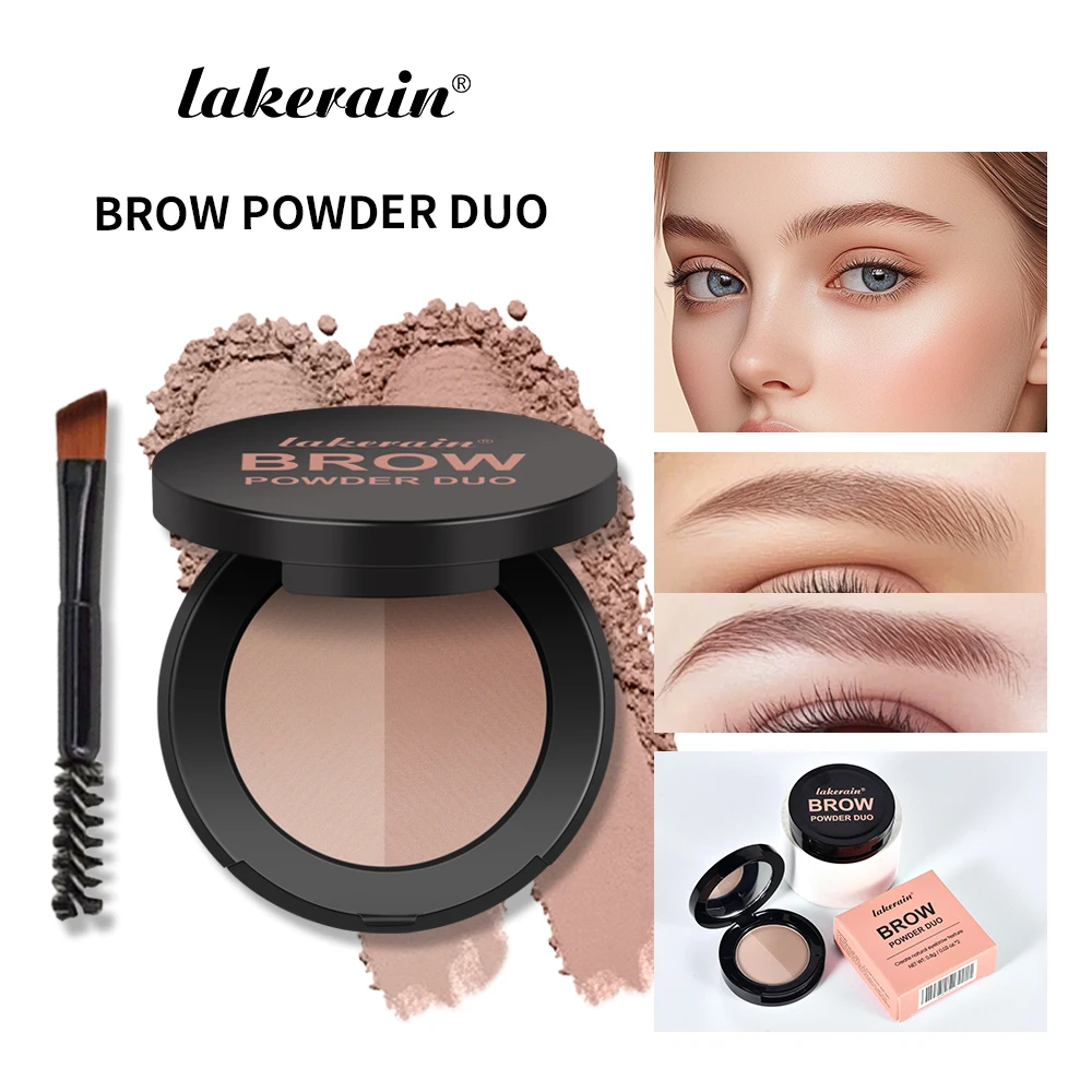 Eyebrow Powder Duo & Brush Lasting Three-dimensional Effect Natural Eyebrows Makeup Multi-function Contour Shadow Powder