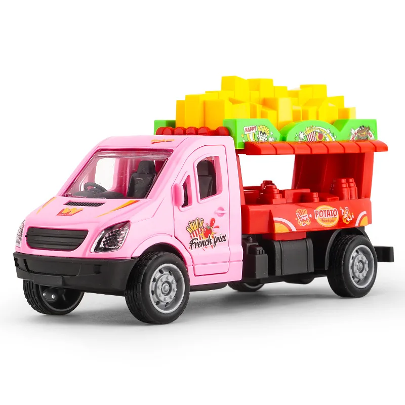 Crianças batatas fritas puxar para trás carro brinquedos educativos simulação batatas fritas caminhão de comida rápida brinquedo inércia carro mini jogar casa brinquedo presente