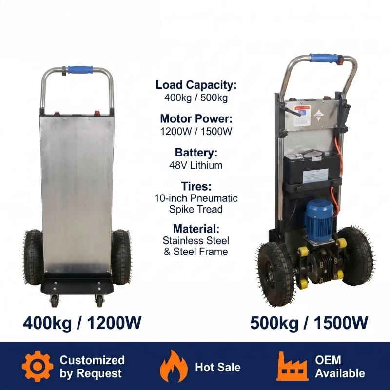 500kg 1200W Smart Stair Climbing Platform Trolley Electric Stair Climber Cart Lithium Battery Heavy Duty Dolly for Factory