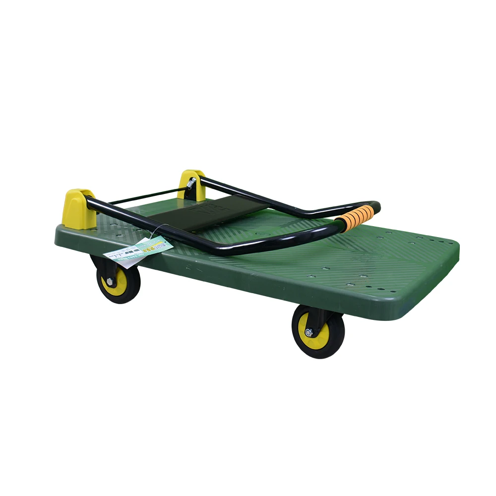 Foldable green Platform Trolley Market cart Hand cart