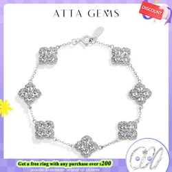 ATTAGEMS Full Moissanite Luxury Bracelet D VVS1 For Women Real S925 Sterling Silver Gold Plated Lucky Engagement Wedding Jewelry