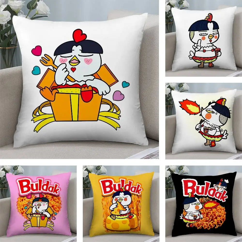 

Kwaii Anime B-Buldak RameSn Pillow Case Sofa Short Plush Double-sided HD Printing Room Home Office Gift Cushion Cover