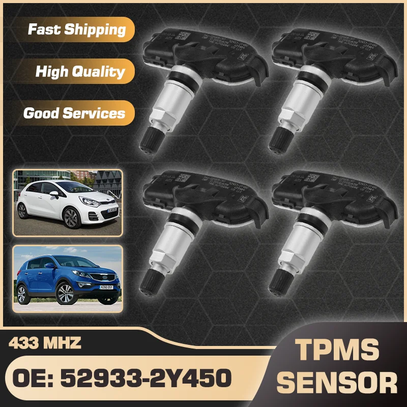 

TPMS Tire Pressure Sensor Monitoring System 433 MHz For Kia Rio UB 2011-2017 Kia Sportage SL 2014-2015 52933-3V600 52933-2Y450