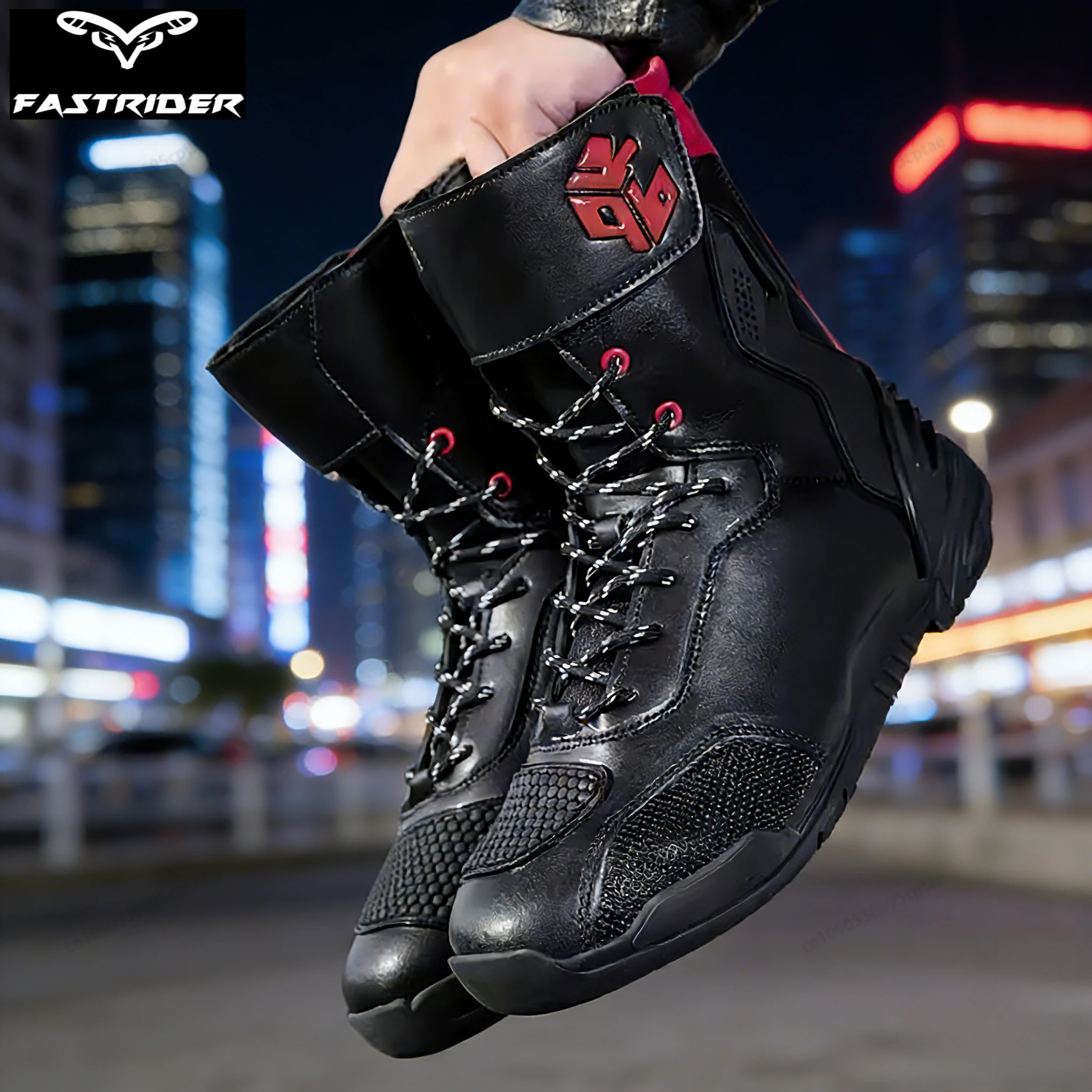 

Men Motorcycle Boots Motorbike Shoes Wear Resistant Anti-fall Breathable Motocross Tactics Road Racing Rider Shoes