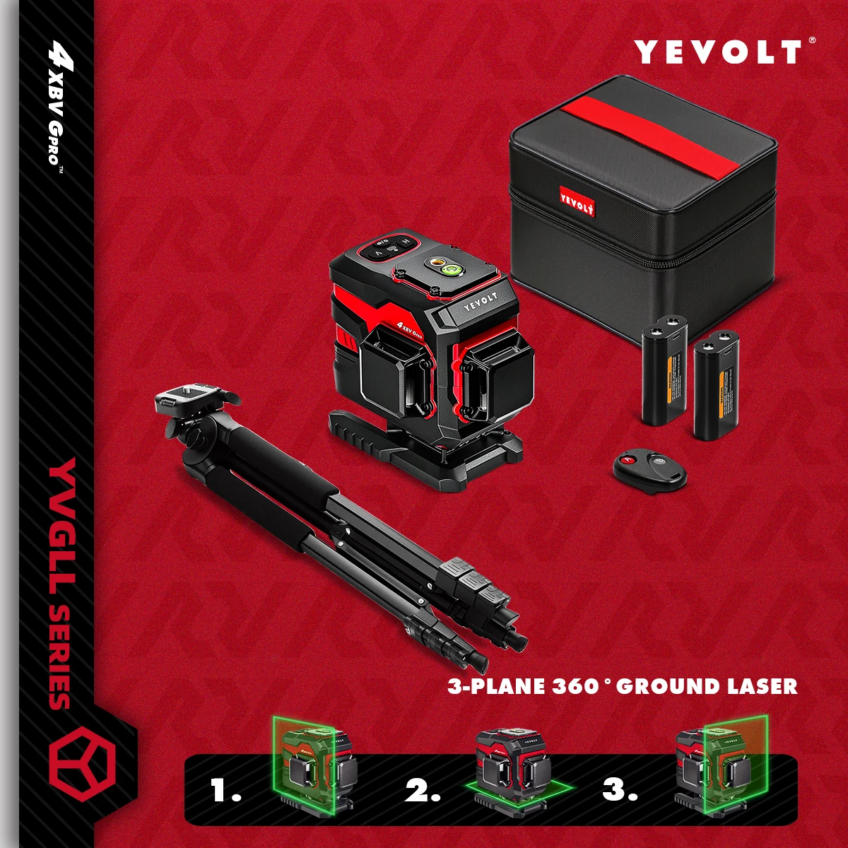 

YEVOLT 3-Plane 12 Line Self-Leveling Laser Level Smart Balance Plumb & Level Laser Level for Floor Tile Grid Projection Precisio
