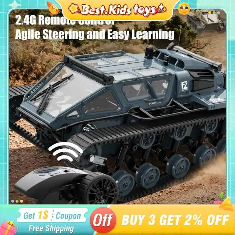 

JJRC 2.4G RC High-speed Drift Tracked Tank With LED Lights Full Scale Remote Control Off-Road Vehicle Model Kids Toys Boys Gift