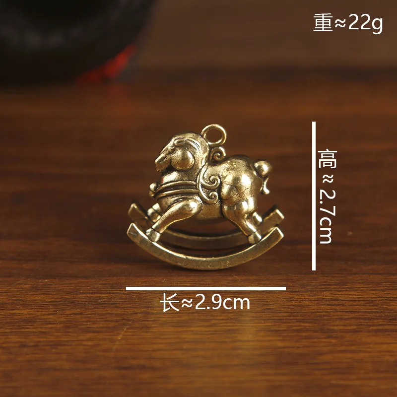 New retro brass mini rocking horse creative ornaments Zodiac horse creative pendant keychain decoration t533