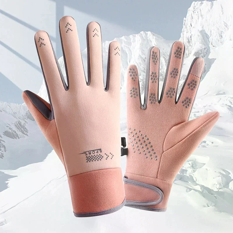 قفازات الشتاء النساء الدراجات الدراجة الحرارية الصوف الباردة المقاومة الرياح مقاوم للماء دراجة دافئة في الهواء الطلق الجري التزلج القفازات