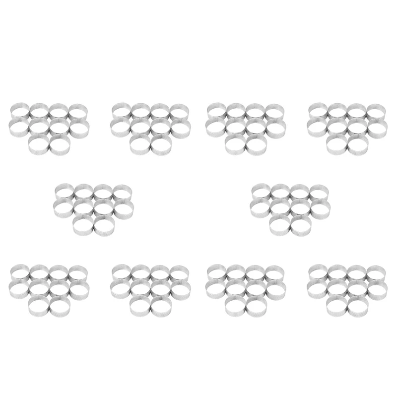 

100 Pack 5Cm Stainless Steel Tart Ring, Heat-Resistant Perforated Cake Mousse Ring, Round Ring Baking Doughnut Tools