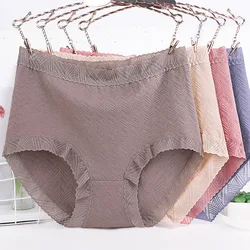 New Women's Cotton Underwear High Waist Sexy Lace Panties Seamless Solid Color Briefs Large Size Women's Shorts Female Lingerie