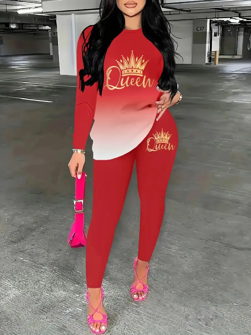 Simple long sleeved T-shirt paired with slim fit shorts for comfortable and slimming women's daily outfit set