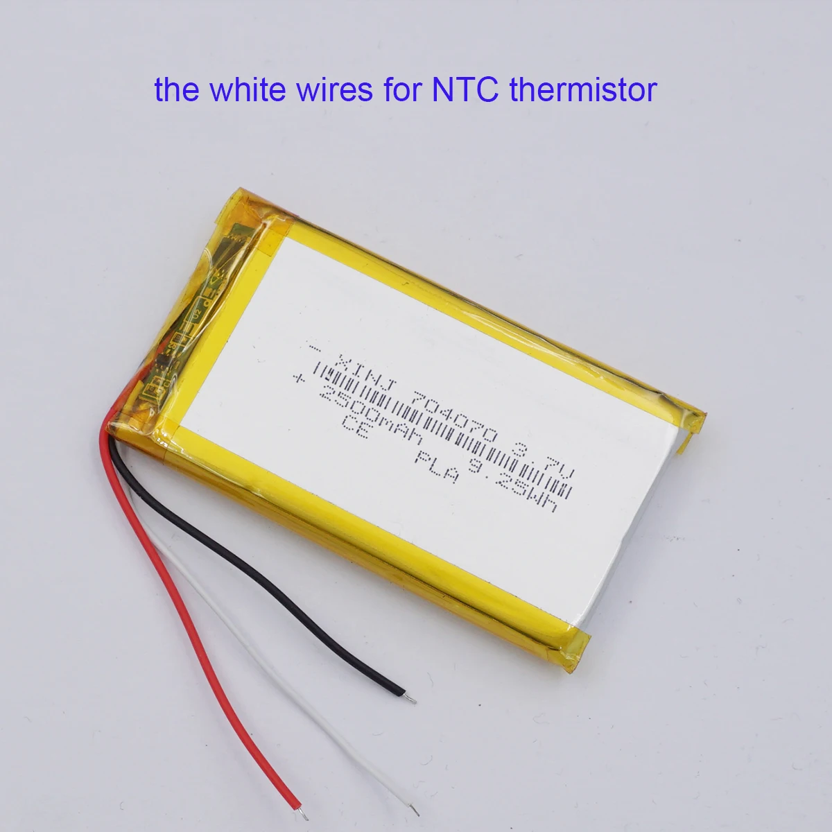 

3.7V 2500mAh 9.25Wh Rechargeable Lithium Battery 704070 Lipo NTC Thermistor 3 Wires For GPS Bluetooth Speaker DashCam Tablet PC