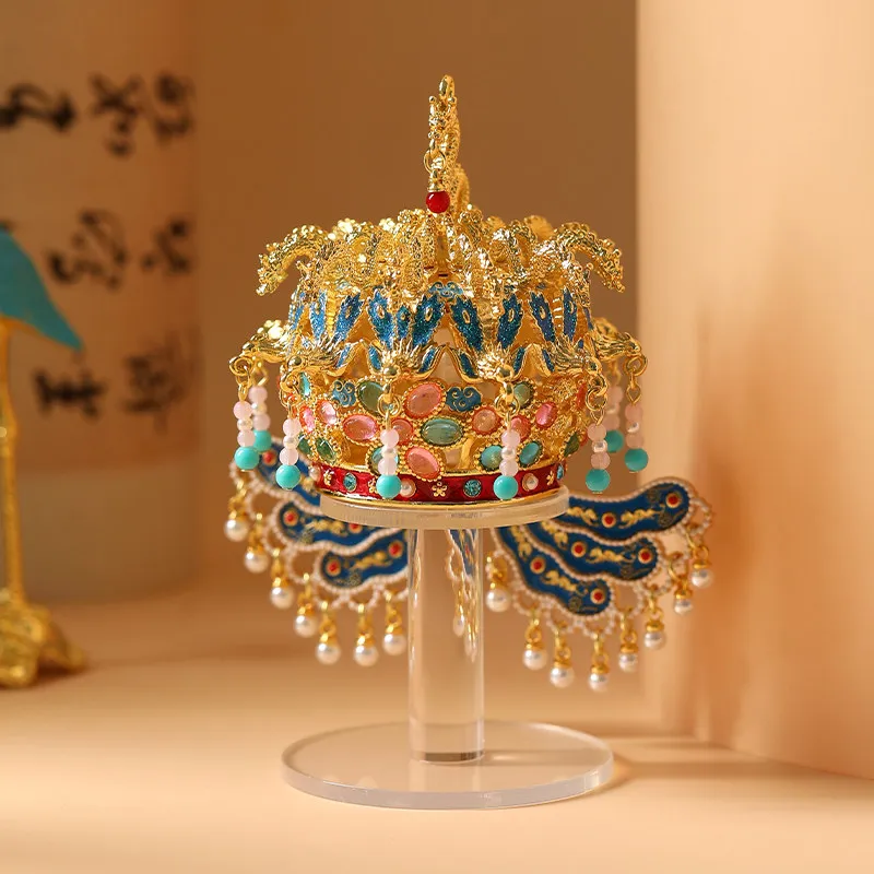 3D Phoenix Crown Refrigerator with Tassel Pearl Chinese Metal Craftsmanship Home Decoration Souvenir Gift