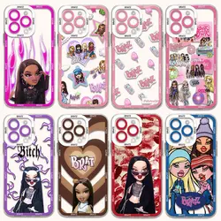 Cute Phone Case For iPhone 15 14 13 12 11 Mini Pro Max X XR XSMax 6S 6 7 8 Plus SE20 Transparent Girl Bratzs Doll Cover