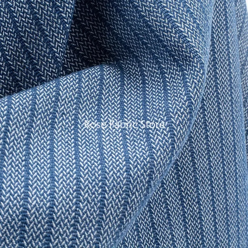 

1 meter Retro Tweed Washed Cotton Denim Fabric Thick Outerwear Material High-end Herringbone Jeans Fabrics for Jacket Suit Pants