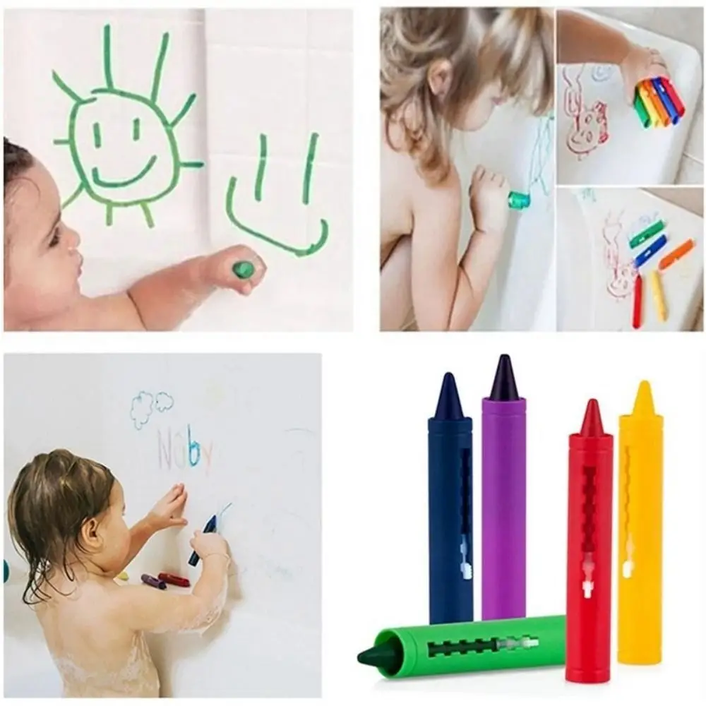 6Pcs Creative Erasable Bathroom Crayon Washable Multicolor Graffiti Toy Bathing Crayons Cognitive Floating Toy