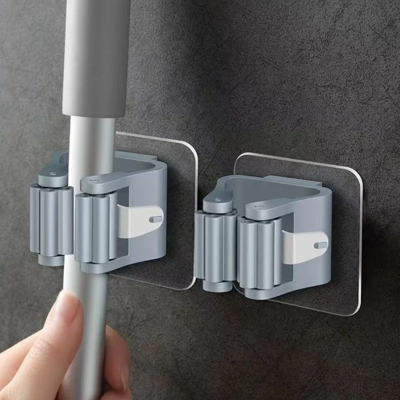Non Marking Adhesive Mop Storage Rack, No Drilling Installation, Strong Load-bearing, Suitable for Bathrooms, Balconies,Kitchens