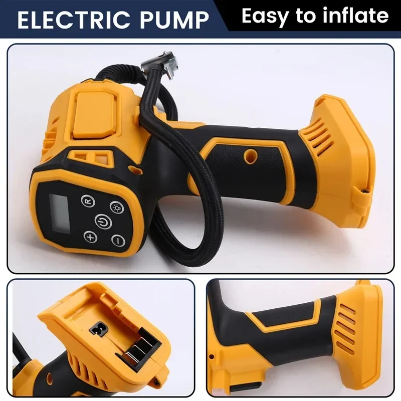 Apto para dewalt bateria compressor de ar automático inflator pneu bomba elétrica sem fio com medidor de pressão digital para bicicleta carro