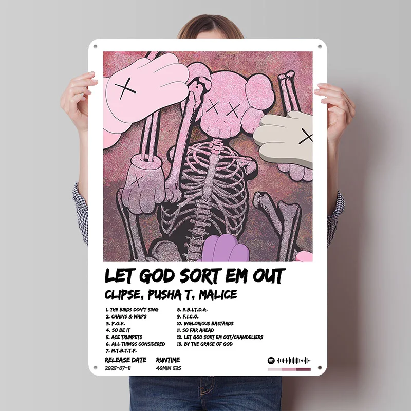 Clipse Let God Sort Em Out Album Metal Poster Customized Wall Art Retro Vintage Tinplate Signs for Man Cave Bathroom Decor House