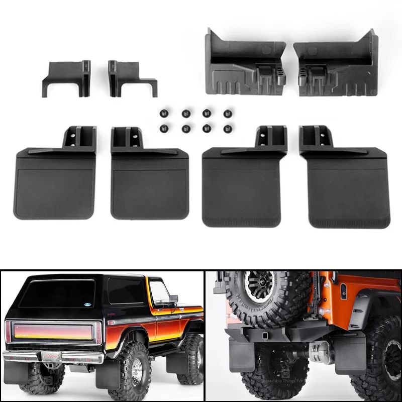 Simulação para-lamas de borracha para frente/traseira, terno para carro crawler 1/10 rc traxxas trx4 defender bronco chevrolet g500, peças diy, brinquedos