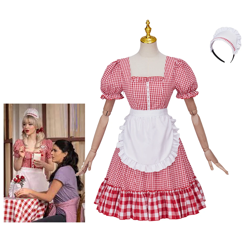 Musical Schmigadoon Betsy Cosplay Costume Red Plaid Dress With Apron Waitress Outfit Full Set Halloween Stage Performances Suit