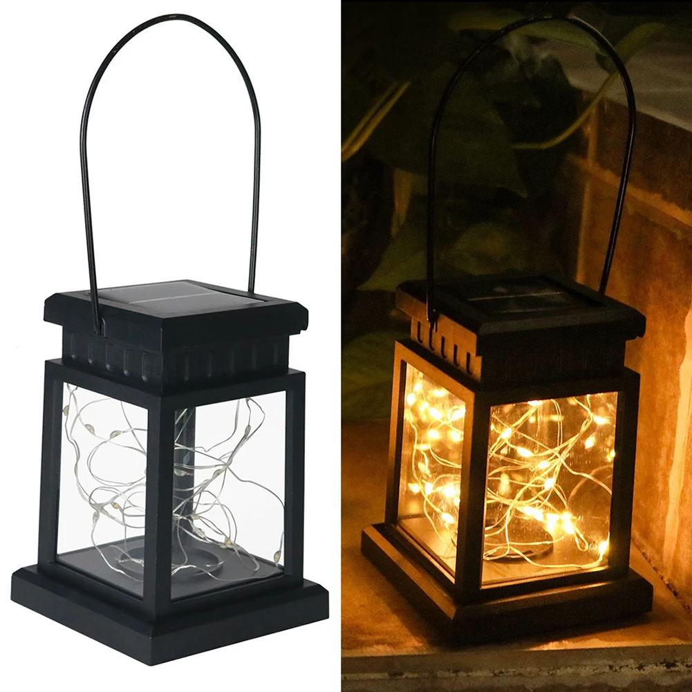 Outdoor Lanterns IP65 Waterproof Rechargeable Flashing Flame Lights Solar Powered LED Hanging Candle Lanterns