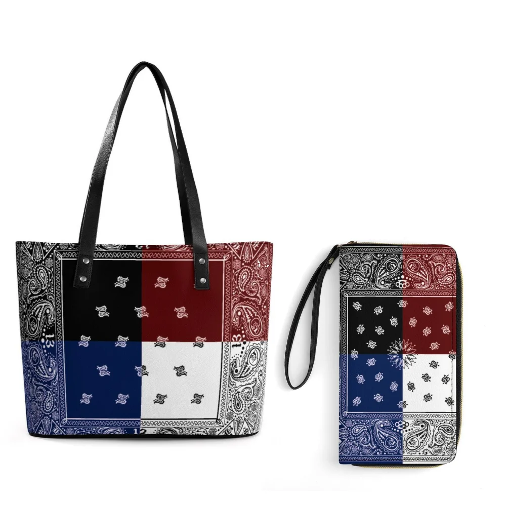 

Bandana Customizable Handbag And Wallet Set Large Capacity Single Shoulder Bag Adjustable Shoulder