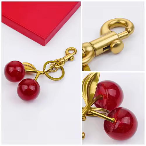 Cherry Charm Handbag Pendant Keychain for Women's Exquisite Internet-famous Crystal Cherry Bag Accessories High-Grade Pendant - Image 4