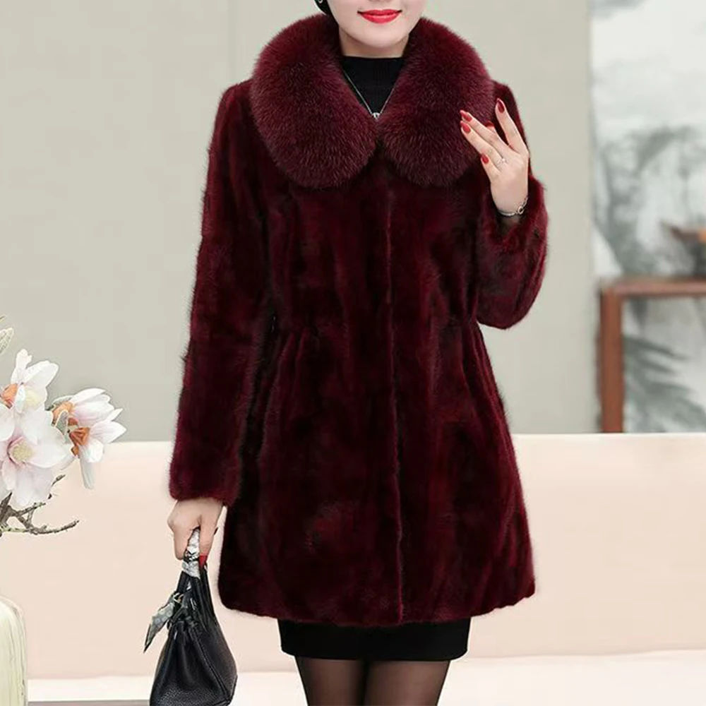 Шуба из натурального норкового меха, женская зимняя шуба из натурального меха, длинные женские куртки из натуральной норки, толстое теплое роскошное пальто больших размеров Шуба из натурального норкового меха, женская зимняя шуба из натурального меха, длинные женские куртки из натуральной норки, толстое теплое роскошное пальто больших размеров