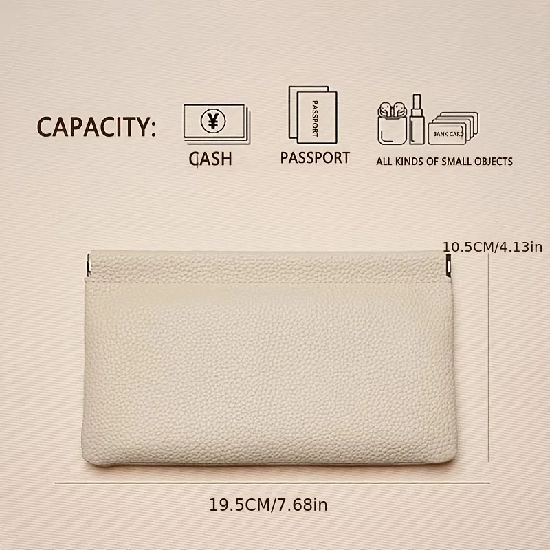 Vintage PU Long Wallet with Automatic Closure, Large Capacity for Bills & Coins
