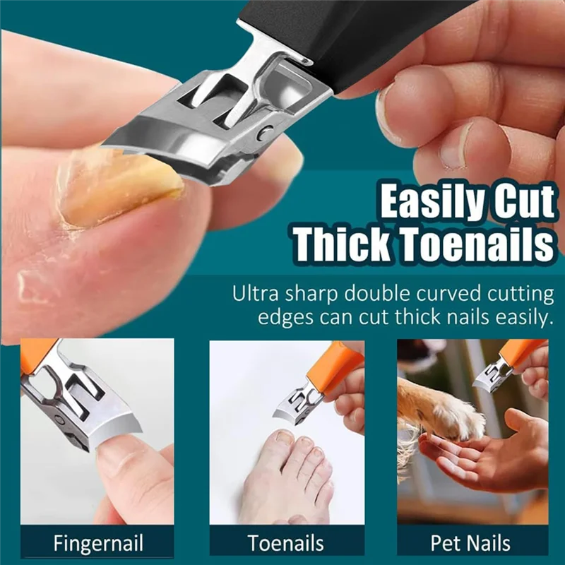 Beauty Wide Jaw Opening Anti-Splash Slanted Nail Clipper,No Splash Nail Trimmer For Men,Slanted Nail Clippers,2Pcs Ingrown Nail