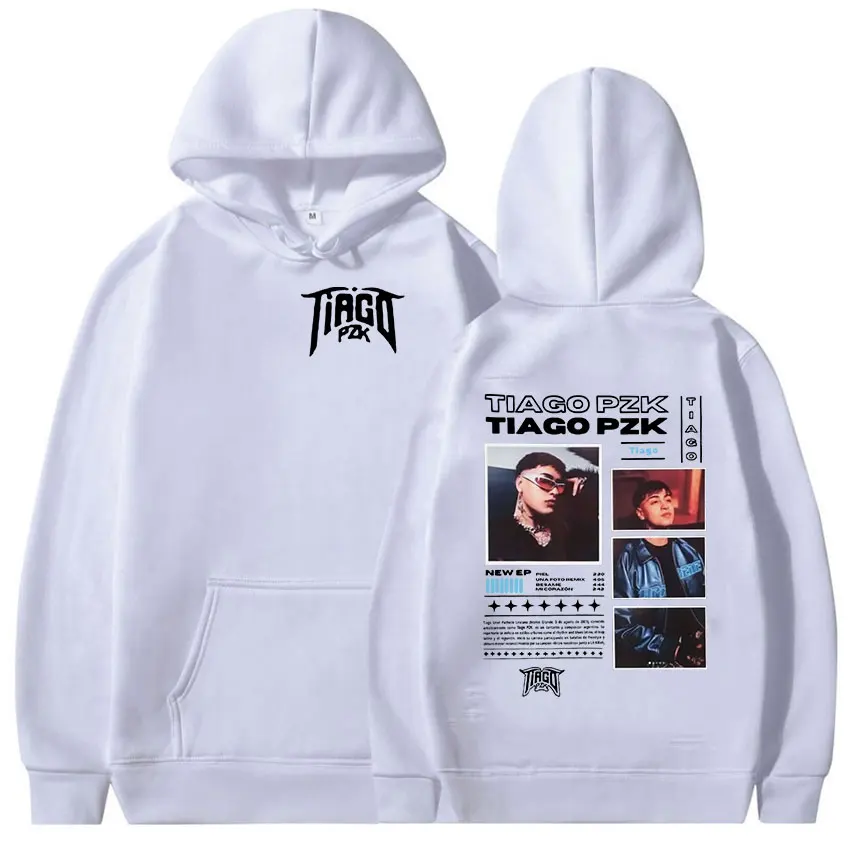 TIAGO PZK Tour 2024 Graphic Hoodie Men's Hip Hop Album Clothing Pullover Sweatshirt Rap Unisex Retro Oversized Hooded Streetwear