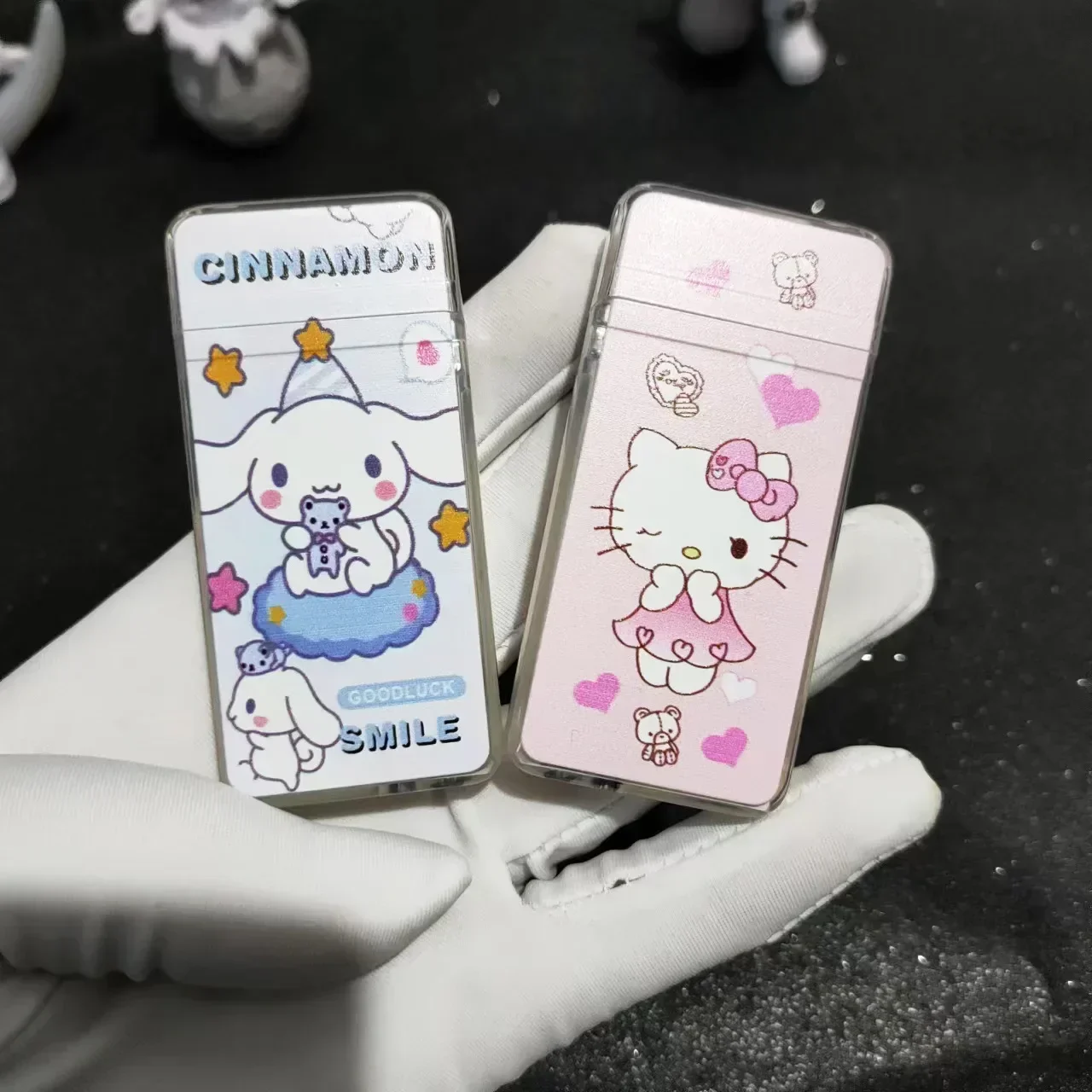 

Kawaii Kuromi Pink Flame Lighter Creativity Strobe Light Igniter Hello Kitty Lighter Cinnamoroll Melody Girl Smoking Accessories