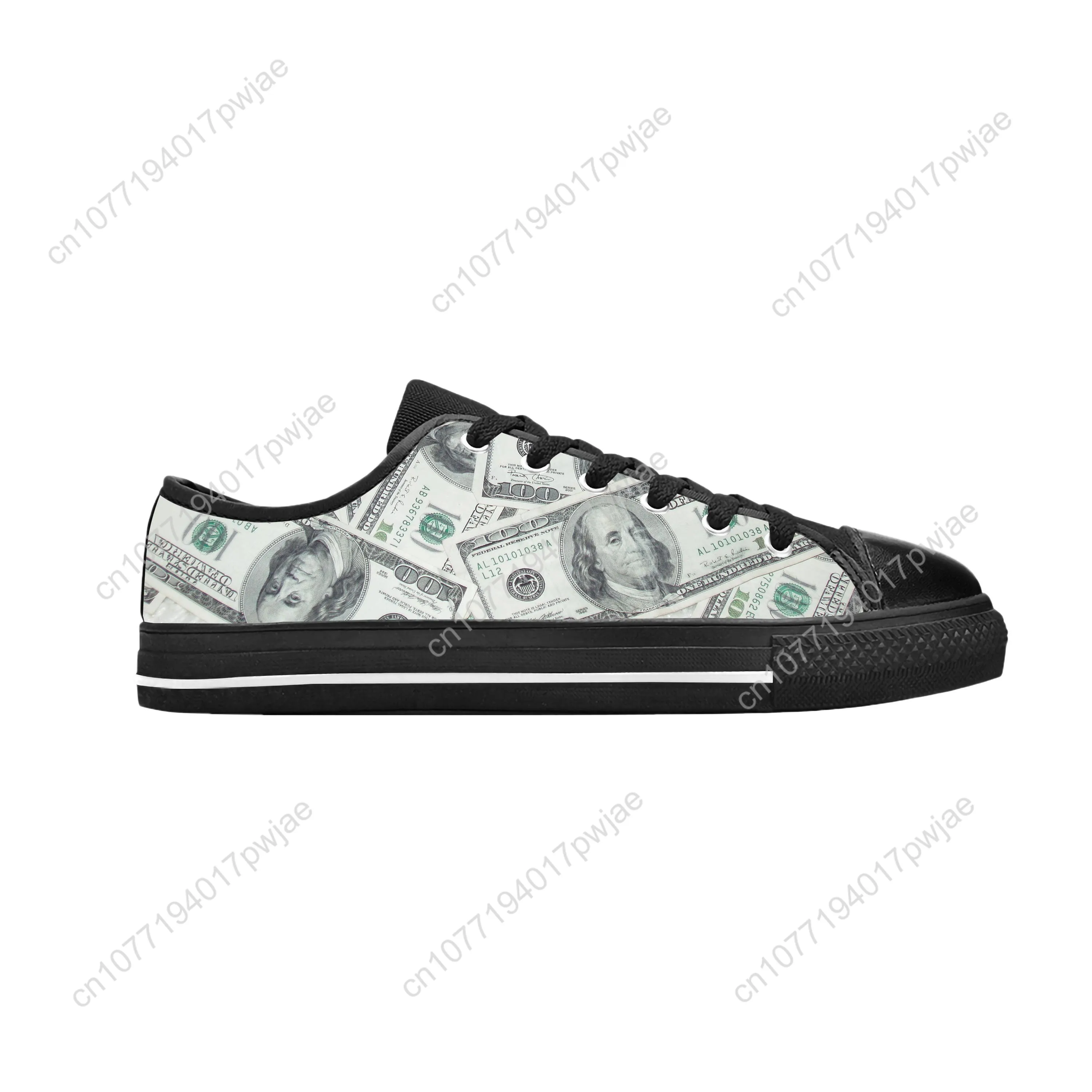 Baskets gothiques respirantes pour hommes et femmes, motif argent, courses ars, chaussures de gril décontractées, basses, confortables, impression 3D, billets de dollar, mode