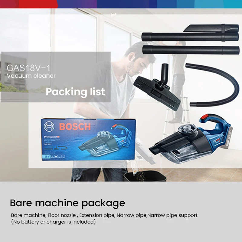 BOSCH 18V Professional Cordless Vacuum Cleaner GAS 18V-1 Powerful Cyclone Suction Portable Handheld Rechargeable Vacuum Househol