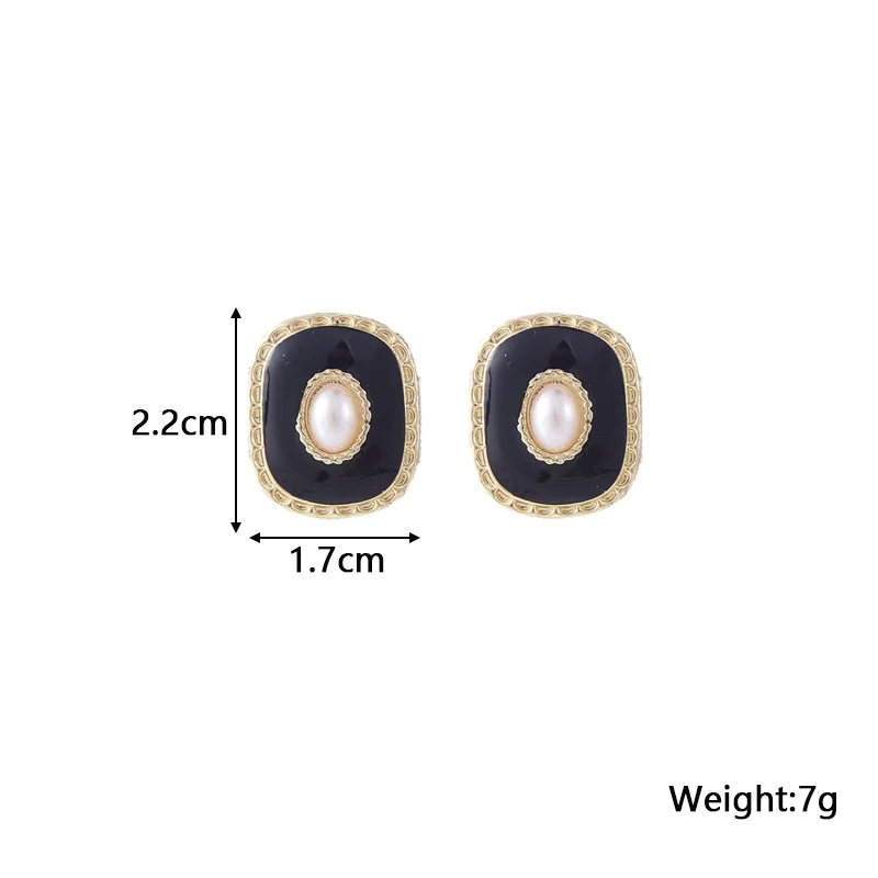 Black Enamel Oval Stud Earrings for Women Bohemian Trendy New Fashion Geometry Statement Small Earrings brincos 2024 new in