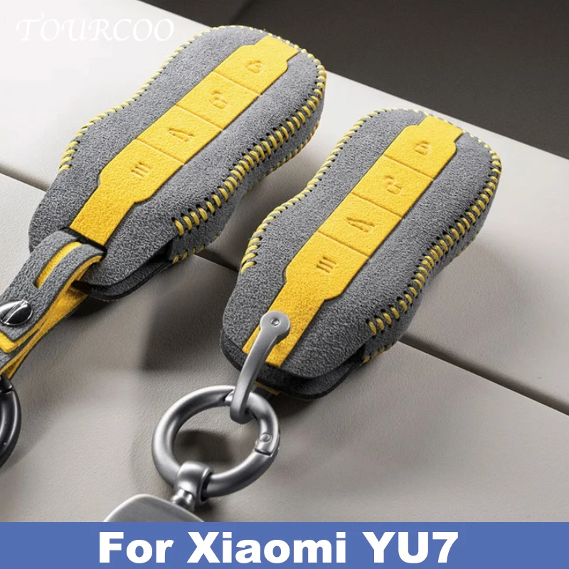 

Для Xiaomi YU7 2025 2026, замшевый чехол для ключей от автомобиля, корпус из алькантары, интерьер, Стайлинг автомобиля, украшения, аксессуары
