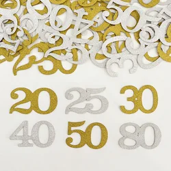 50Pcs 20 25 30 40 Silver Gold Age Numbers Confetti Birthday Anniversary Party Table Top Toss Confetti DIY Decoration Supplies