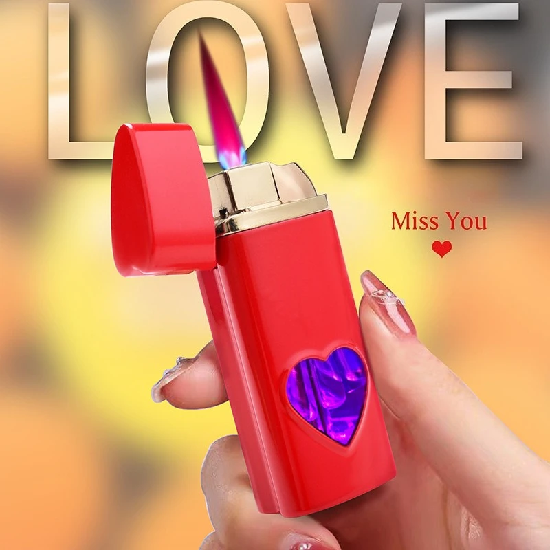 

Heart-Shaped Transparent Gas Tank Lighter,Windproof Red Flame Refillable Igniter,Creative Portable Butane Lighter,Romantic Gift