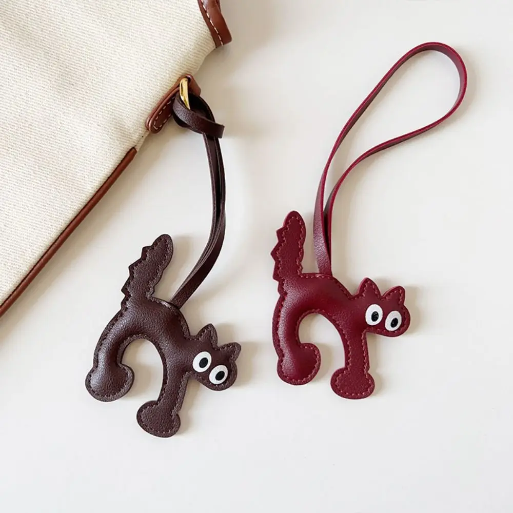 Trendy PU Leather PU Leather Cat Hanger Cute Puppy Animal Cartoon Keychain Cartoon Fashion Bag Pendant Men