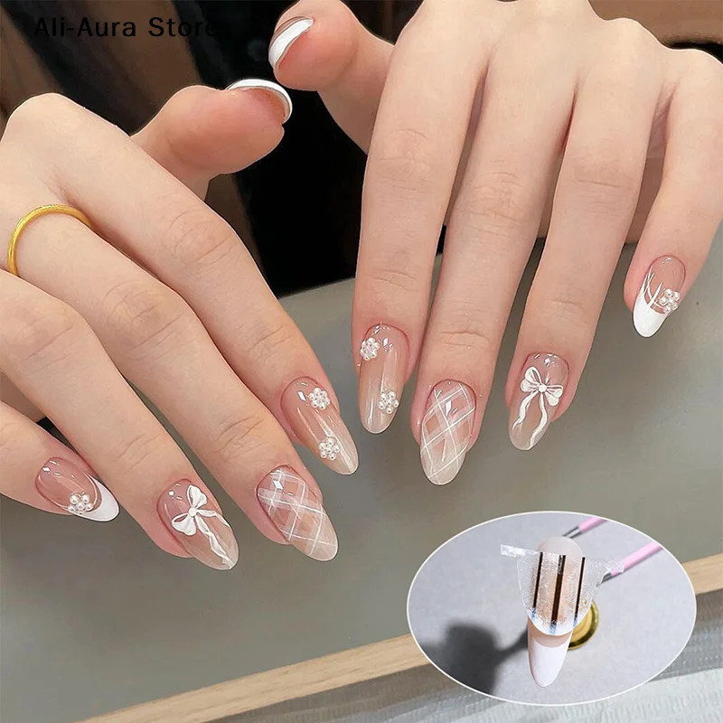 1 Sheet Transparent French Manicure Guide Stickers Strong Adhesive Nail Art Decals French Manicure DIY Stencil 3D Styling Tools