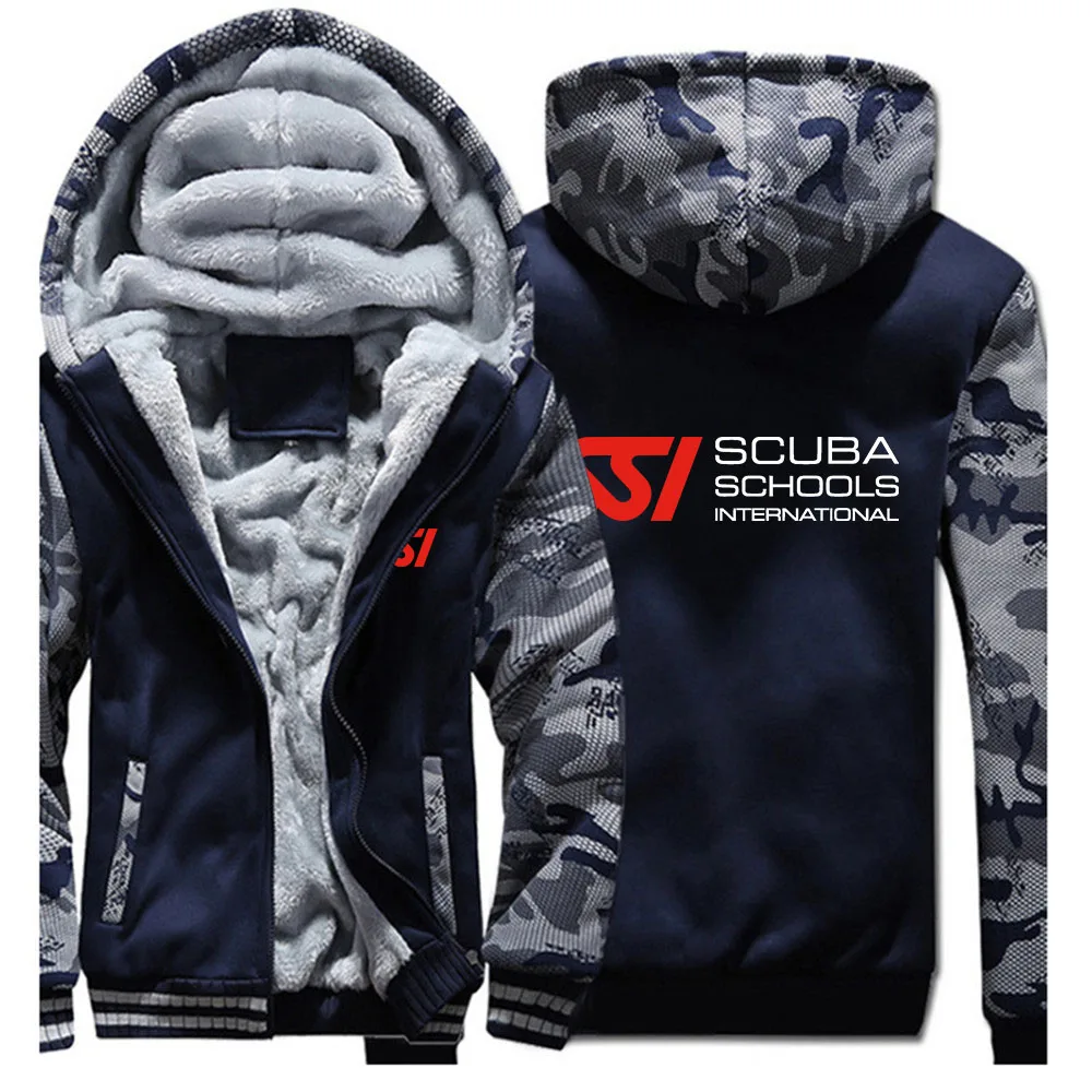 Scuba Diving Dive SSI New Men Hoodies Jacket Winter Thick Warm Fleece Zipper Hoodies Coat Casual Tracksuit Sportwear Sweatshirts